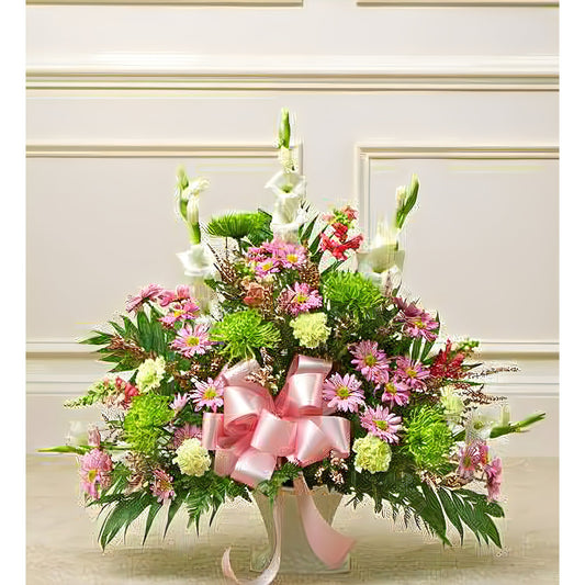 Heartfelt Tribute Pastel Floor Basket Arrangement - Floral_Arrangement - Flower Delivery NYC