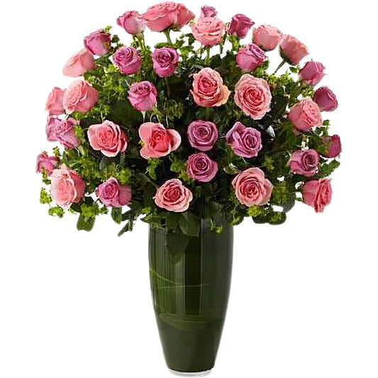 Luxury Rose Bouquet - 24 Premium Long Stem Pink & Lavender Roses - Floral_Arrangement - Flower Delivery NYC