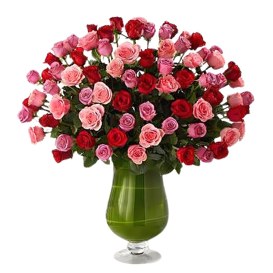 Luxury Rose Bouquet - 24 Premium Long Stem Red, Pink & Lavender Roses - Floral_Arrangement - Flower Delivery NYC