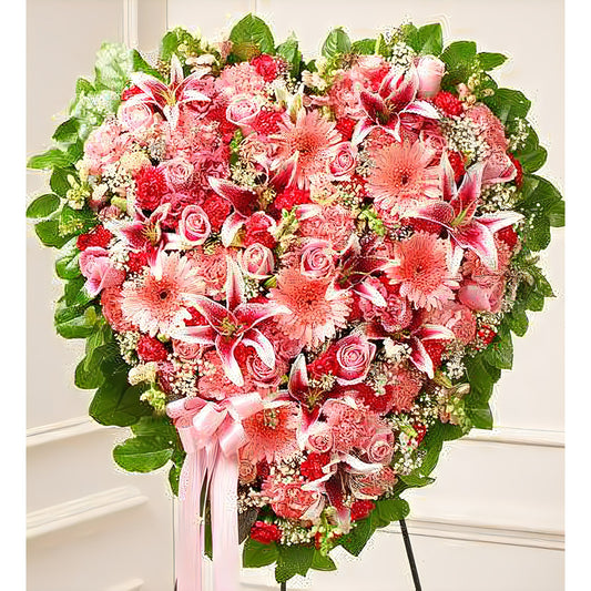 Pink Mixed Flower Heart - Floral_Arrangement - Flower Delivery NYC