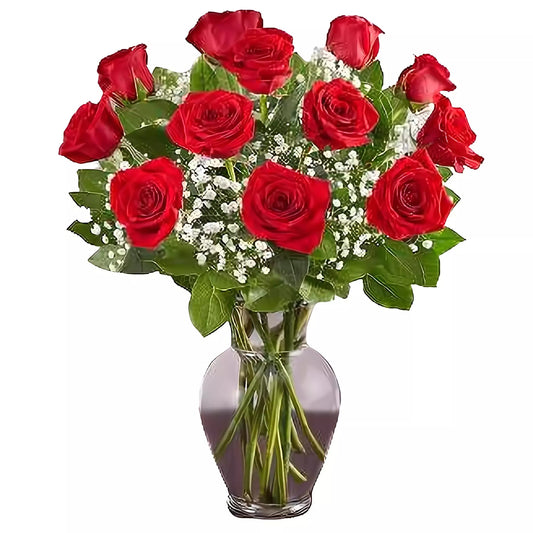Premium Long Stem - Dozen Red Roses - Floral_Arrangement - Flower Delivery NYC