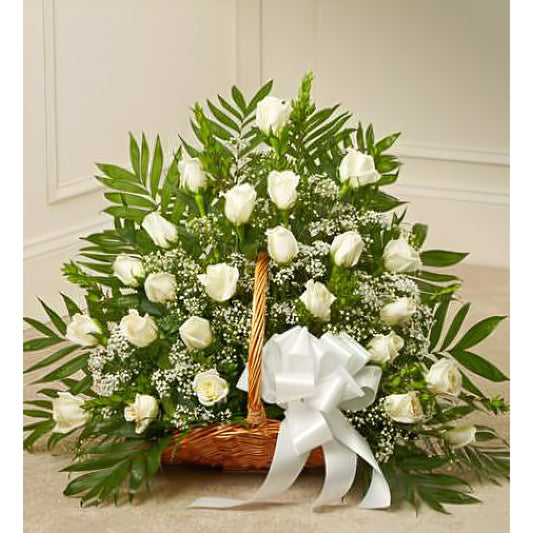 Sincerest Sympathies Fireside Basket - White - Floral_Arrangement - Flower Delivery NYC
