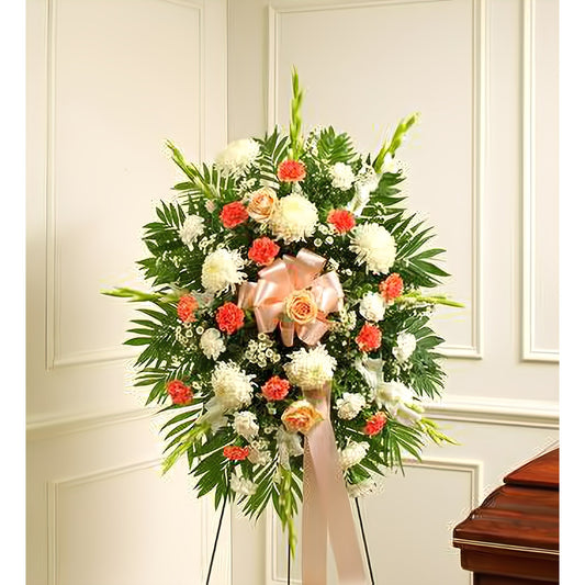 Sympathy Standing Spray-Peach/Orange/White - Floral_Arrangement - Flower Delivery NYC