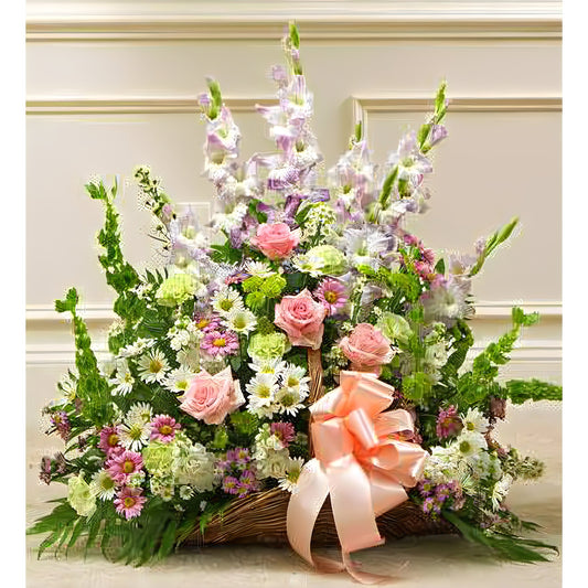 Thoughts and Prayers Fireside Basket - Pastel - Floral_Arrangement - Flower Delivery NYC