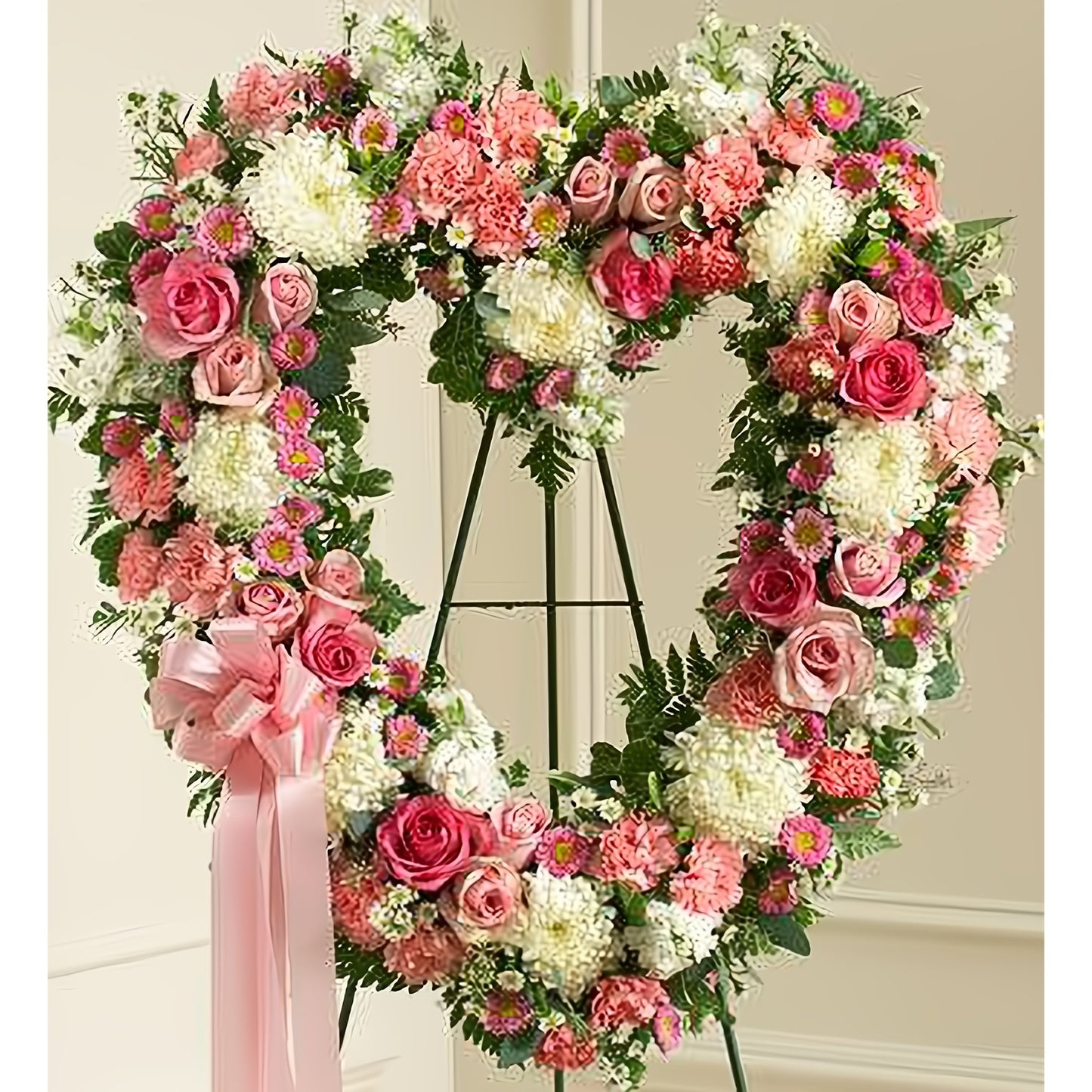Always Remember Pink Floral Heart Tribute - Floral_Arrangement - Flower Delivery NYC