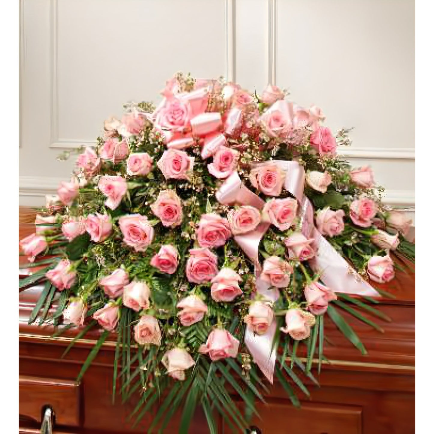 Cherished Memories Rose Half Casket Cover - Pink - Floral_Arrangement - Flower Delivery NYC