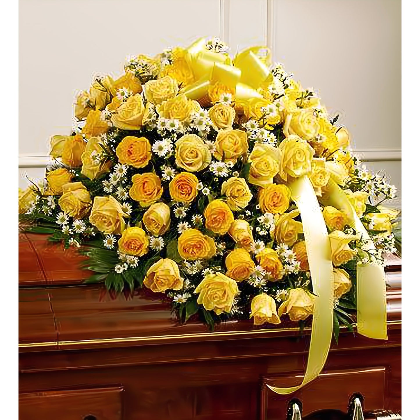 Cherished Memories Rose Half Casket Cover - Yellow - Floral_Arrangement - Flower Delivery NYC