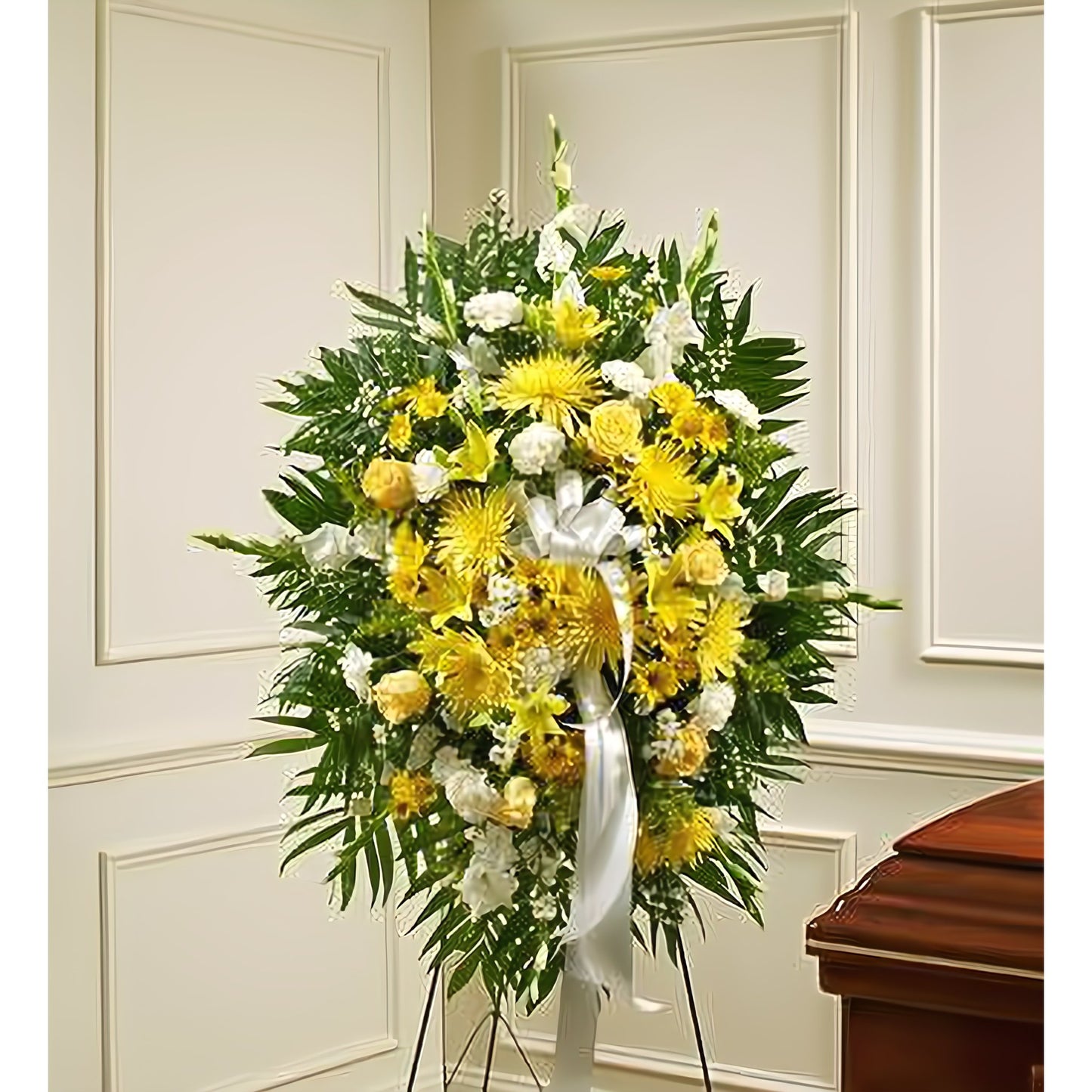 Deepest Sympathies Yellow Standing Spray - Floral_Arrangement - Flower Delivery NYC