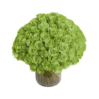 Fresh Roses in a Vase | 100 Green Roses - Floral_Arrangement - Flower Delivery NYC