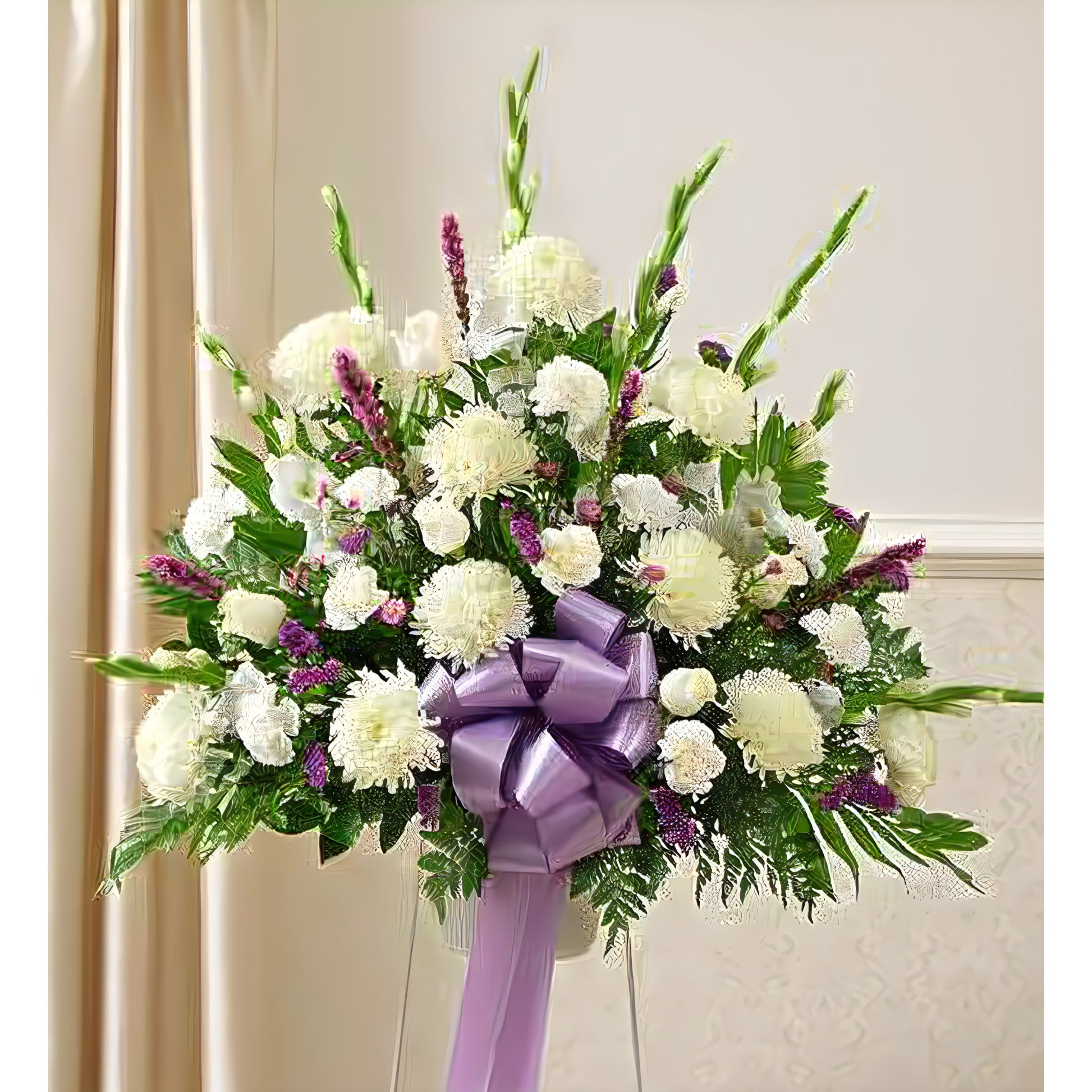 Heartfelt Sympathies Lavender Standing Basket - Floral_Arrangement - Flower Delivery NYC