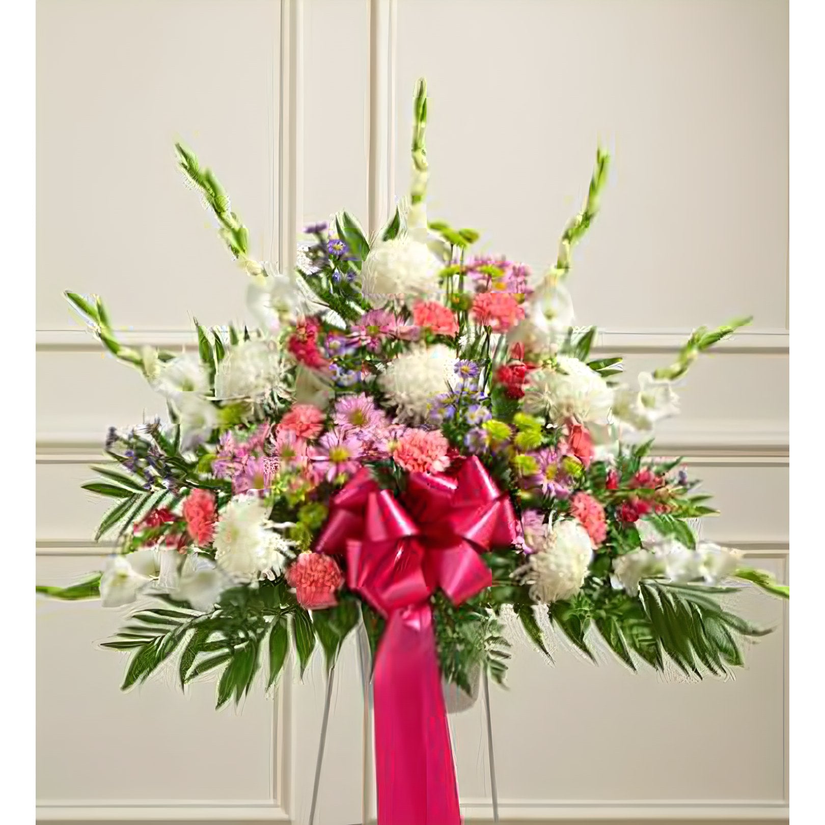 Heartfelt Sympathies Pastel Standing Basket - Floral_Arrangement - Flower Delivery NYC