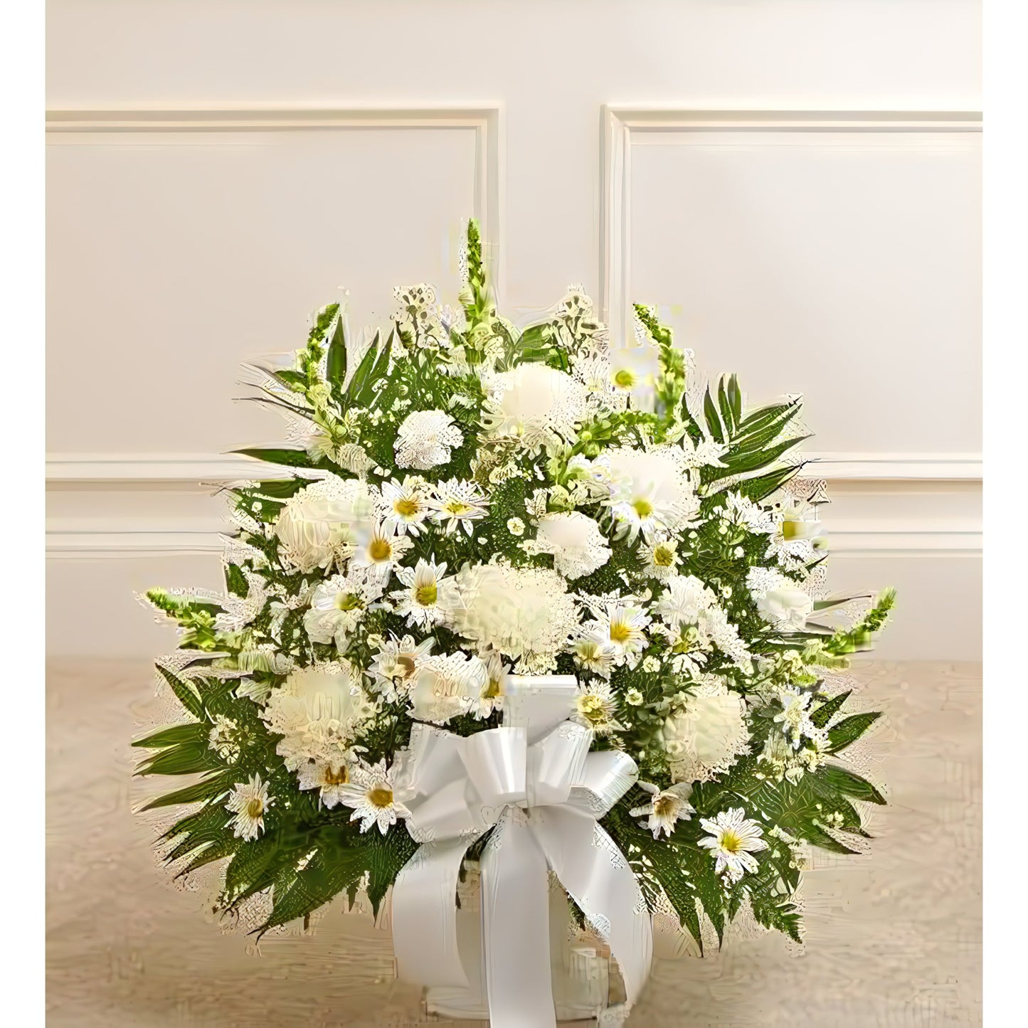 Heartfelt Tribute White Floor Basket Arrangement - Floral_Arrangement - Flower Delivery NYC