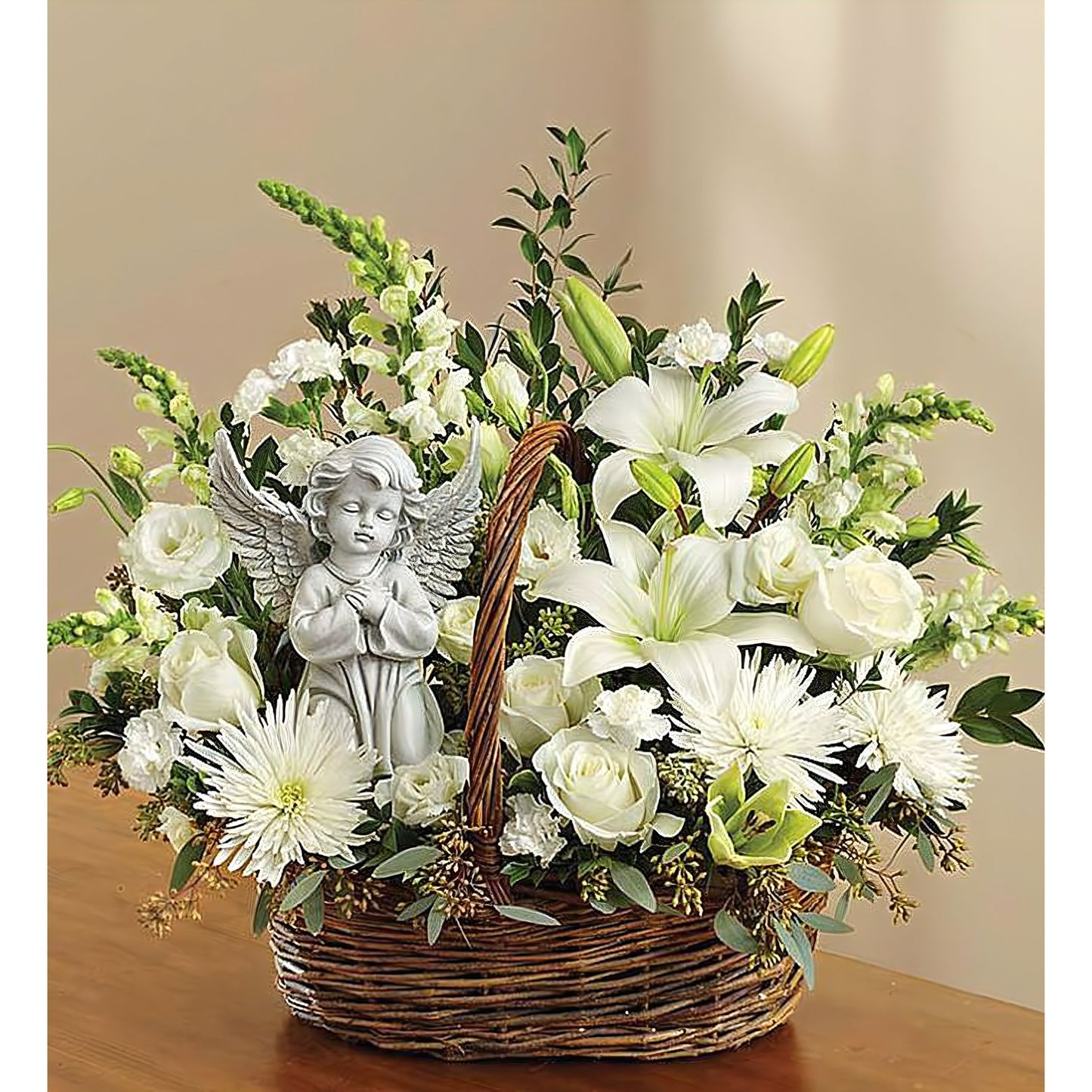 Heavenly Angel All White Basket - Floral_Arrangement - Flower Delivery NYC