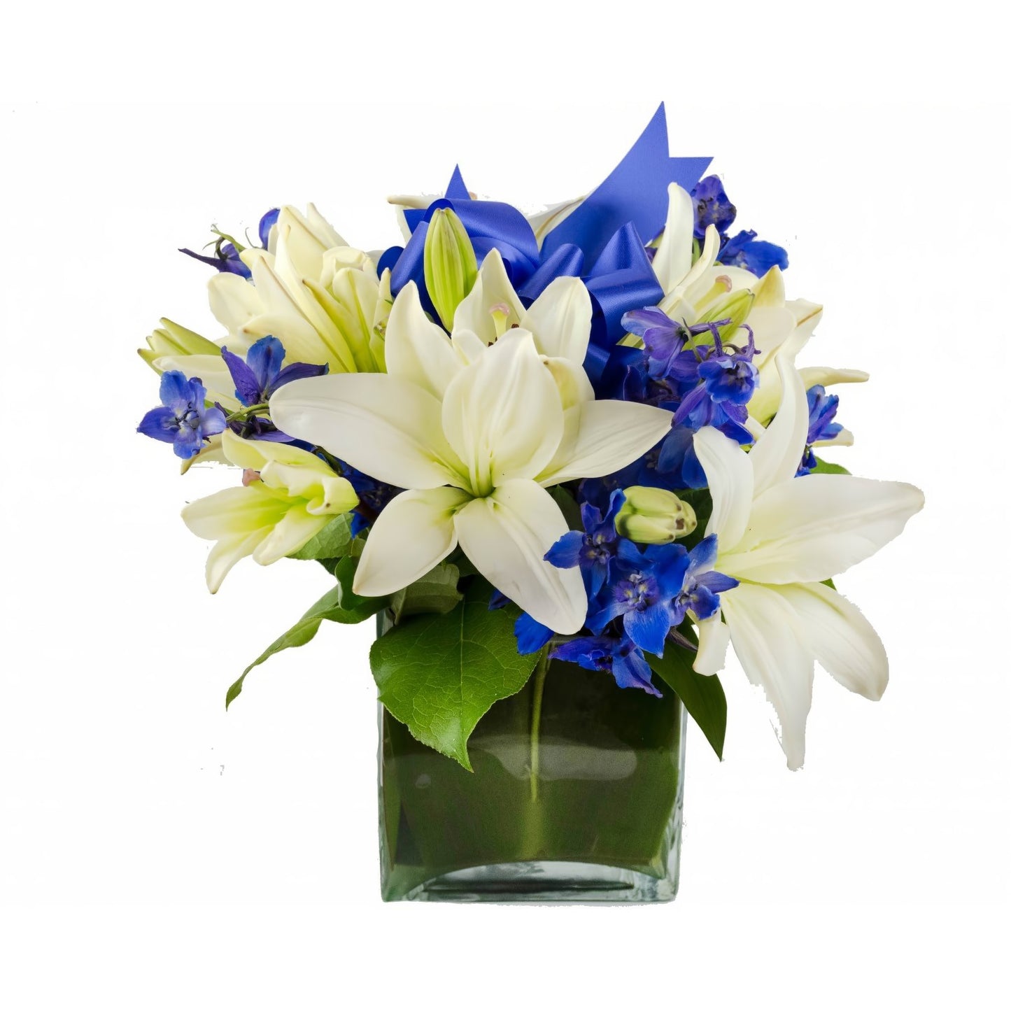 Modern Blue Cube - Floral_Arrangement - Flower Delivery NYC