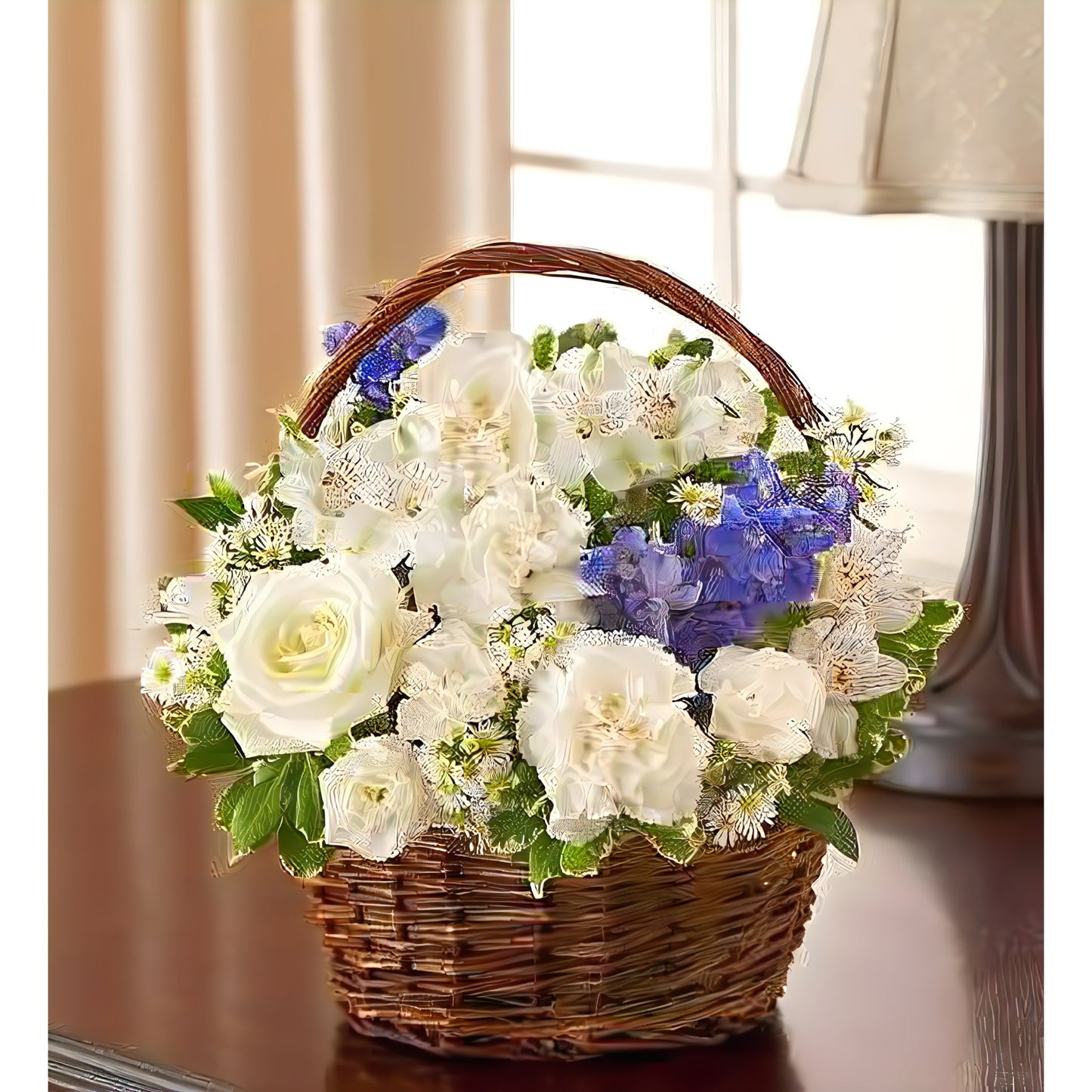 Peace, Prayers & Blessings - Blue and White - Floral_Arrangement - Flower Delivery NYC
