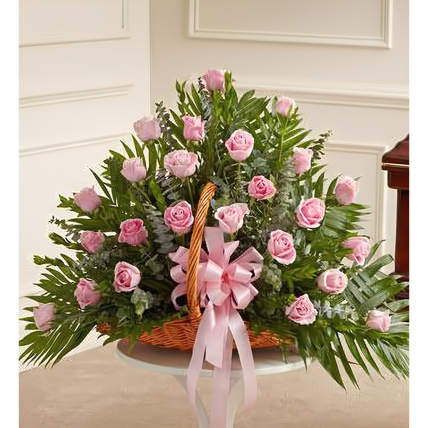Pink Rose Fireside Basket - Floral_Arrangement - Flower Delivery NYC