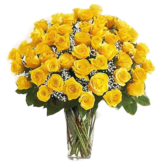 Premium Long Stem - 48 Yellow Roses - Floral_Arrangement - Flower Delivery NYC