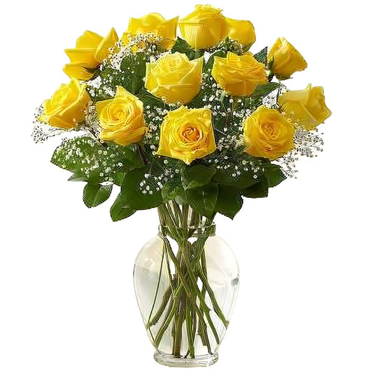 Premium Long Stem - Dozen Yellow Roses - Floral_Arrangement - Flower Delivery NYC