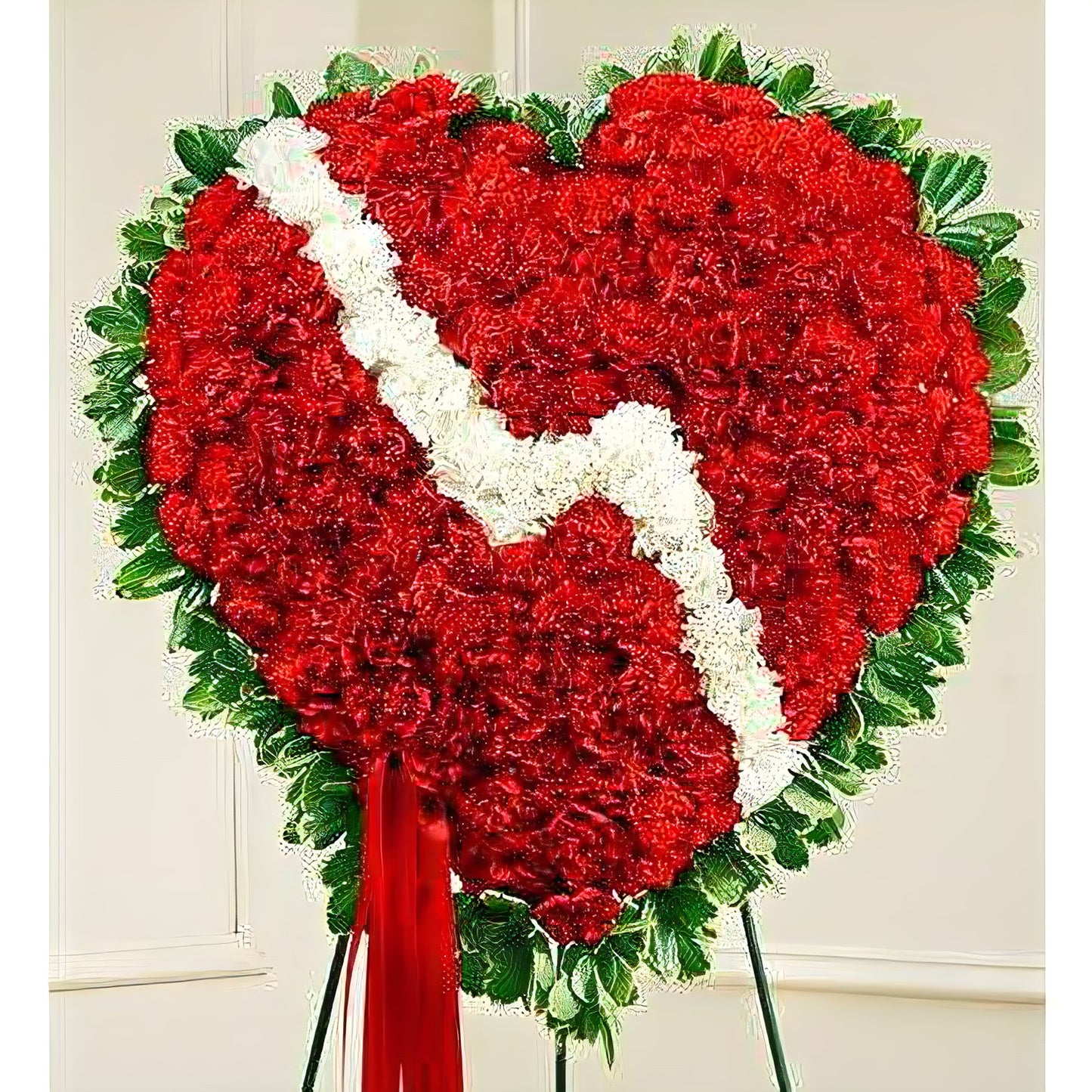 Red and White Standing Broken Heart - Floral_Arrangement - Flower Delivery NYC