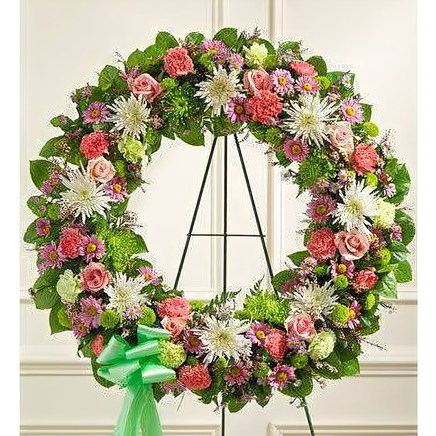 Serene Blessings Pastel Standing Wreath - Floral_Arrangement - Flower Delivery NYC