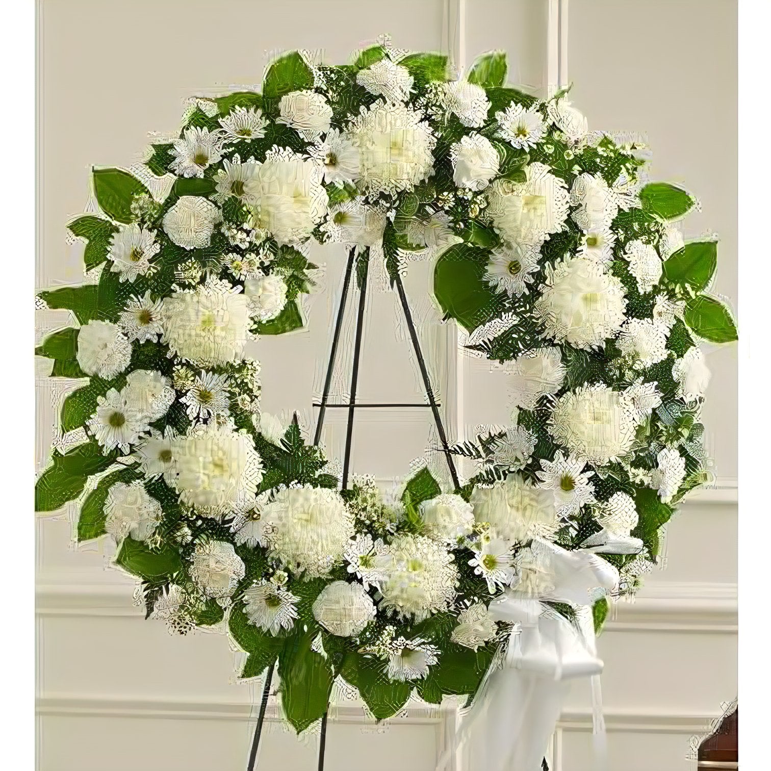 Serene Blessings White Standing Wreath - Floral_Arrangement - Flower Delivery NYC