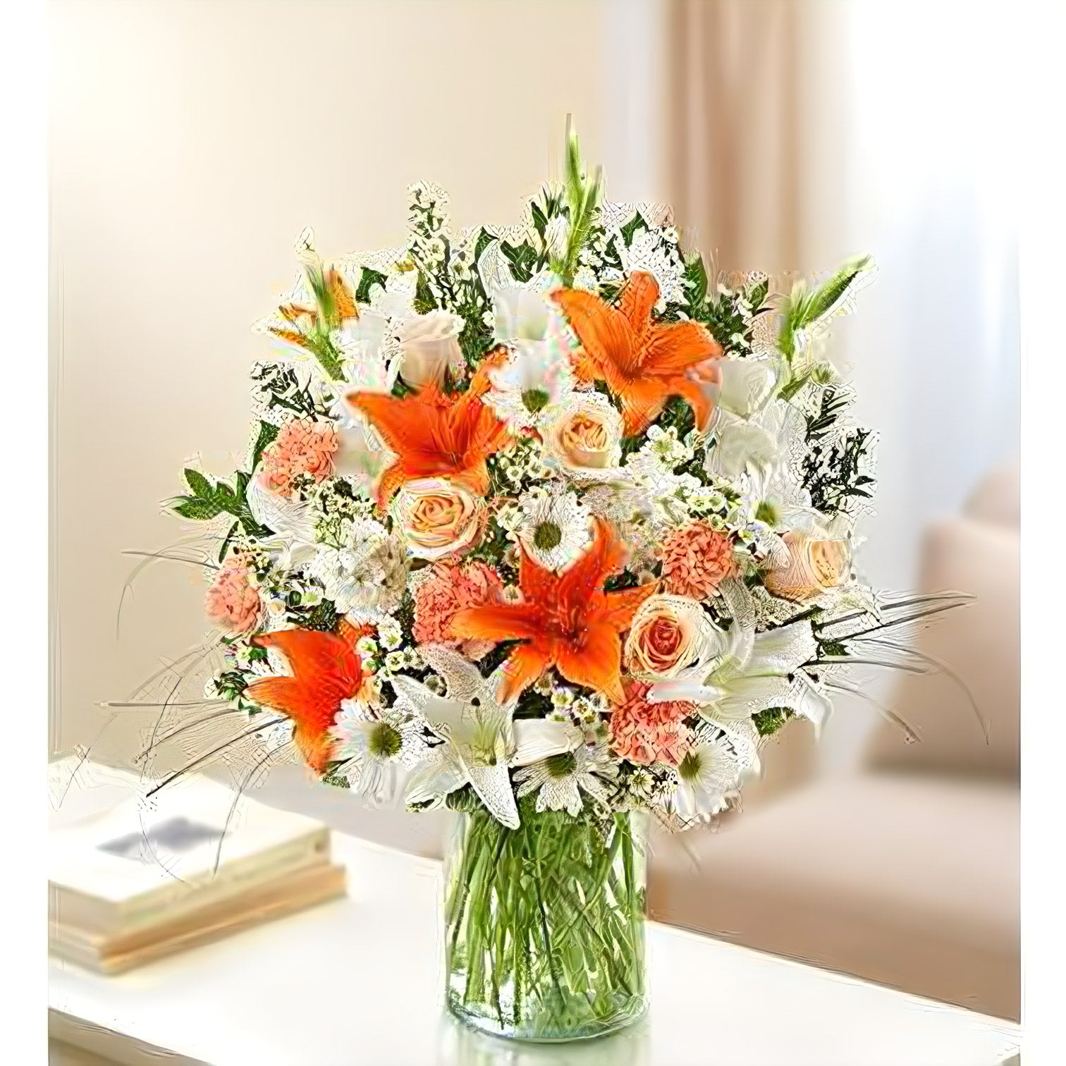 Sincerest Sorrow - Peach, Orange and White - Floral_Arrangement - Flower Delivery NYC