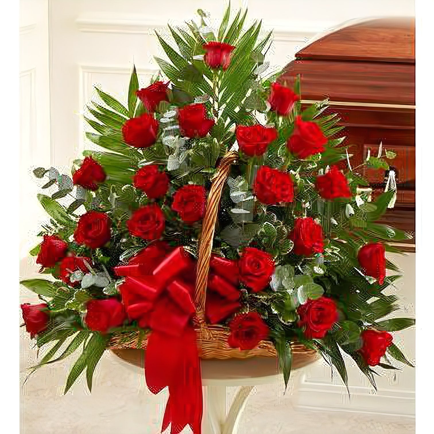 Sincerest Sympathies Fireside Basket - Red - Floral_Arrangement - Flower Delivery NYC