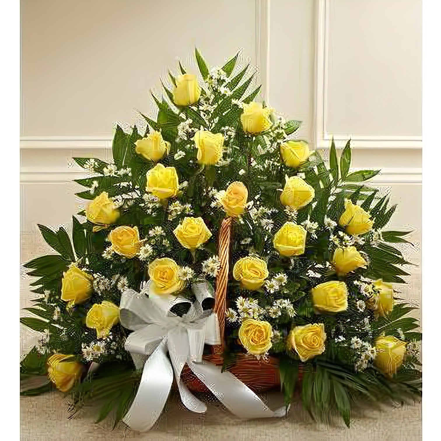 Sincerest Sympathies Fireside Basket - Yellow - Floral_Arrangement - Flower Delivery NYC