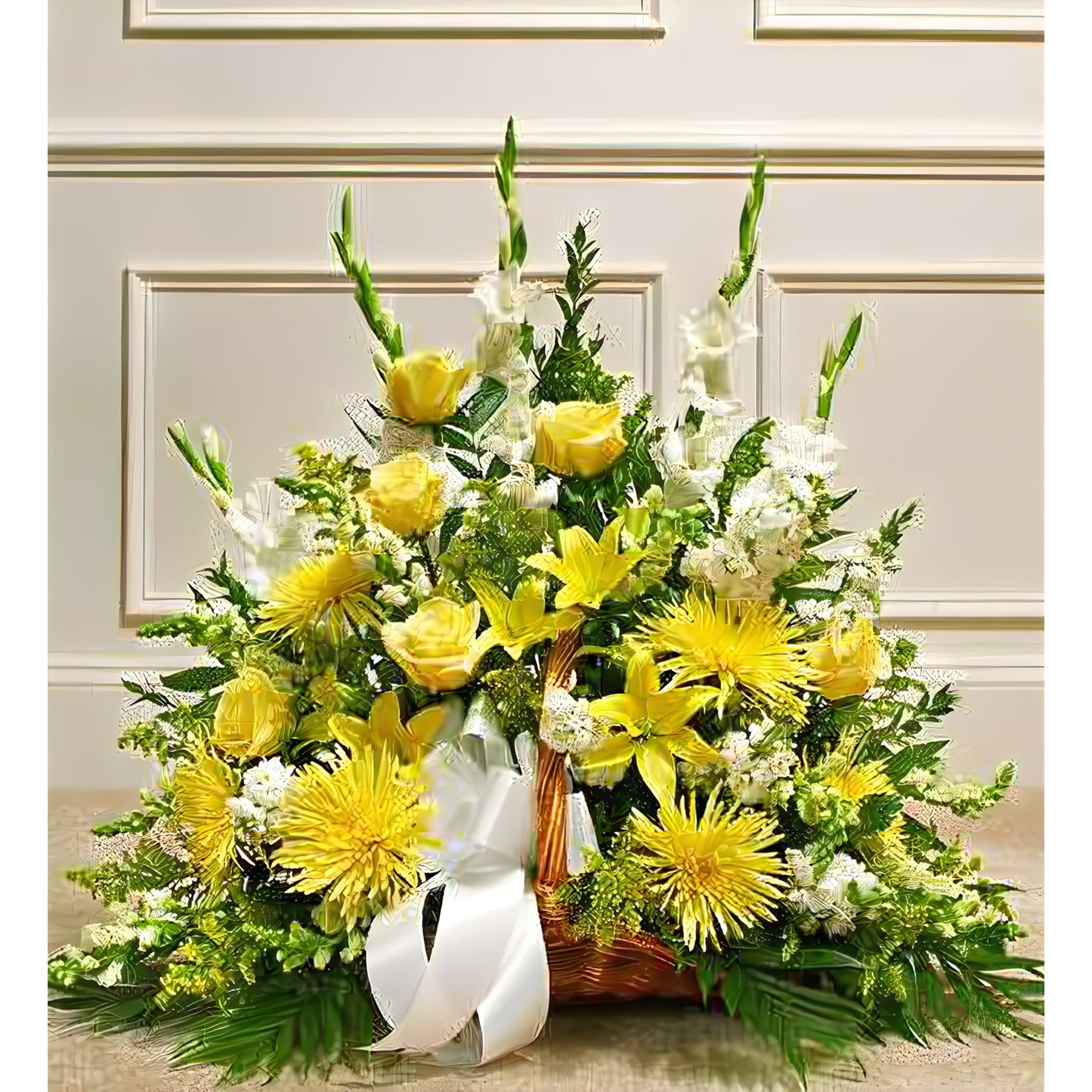 Thoughts and Prayers Fireside Basket - Yellow - Floral_Arrangement - Flower Delivery NYC