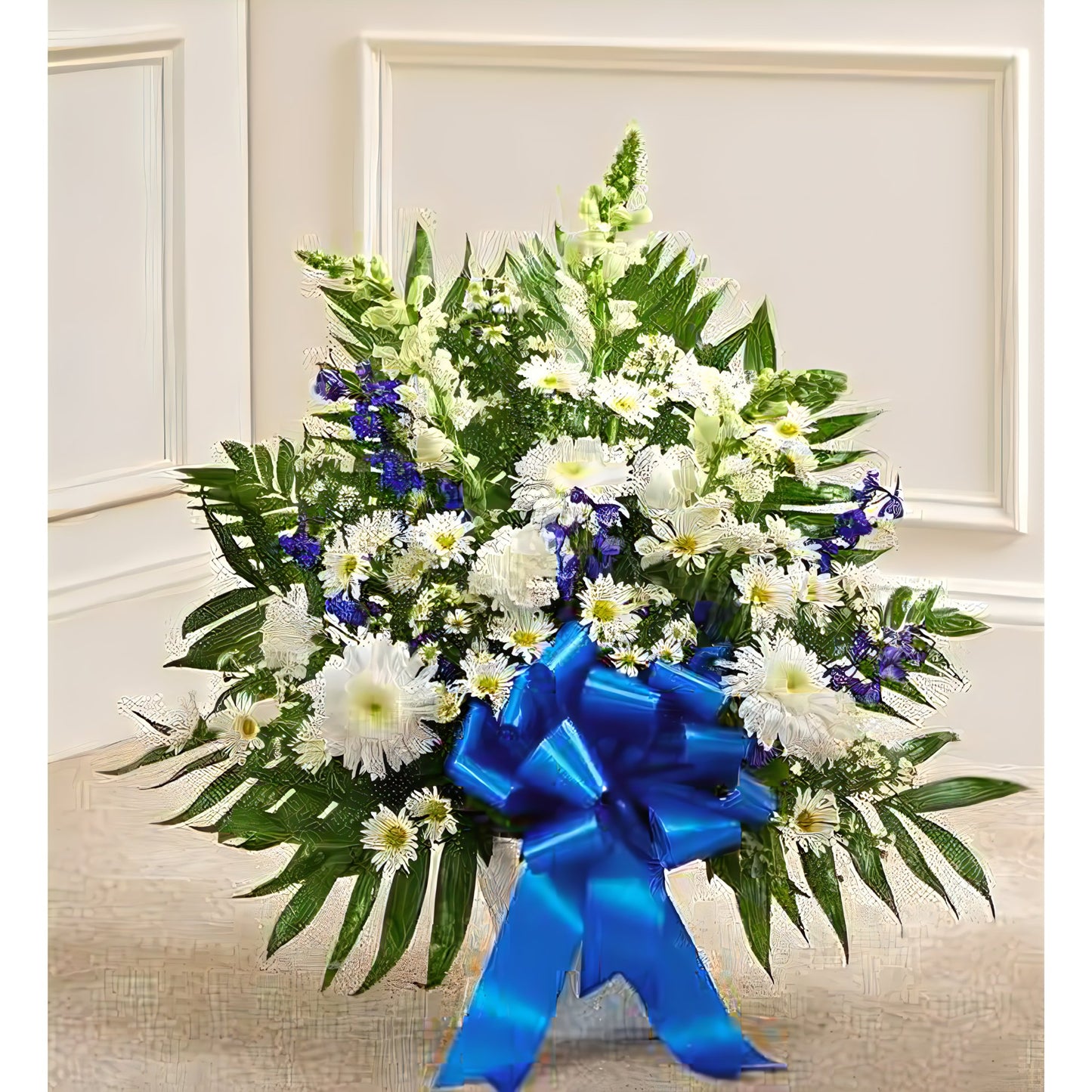 Tribute Blue & White Floor Basket Arrangement - Floral_Arrangement - Flower Delivery NYC