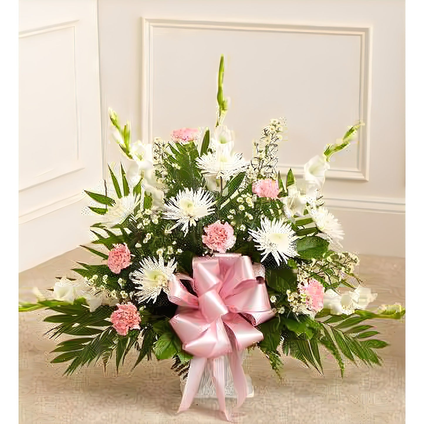 Tribute Pink & White Floor Basket Arrangement - Floral_Arrangement - Flower Delivery NYC