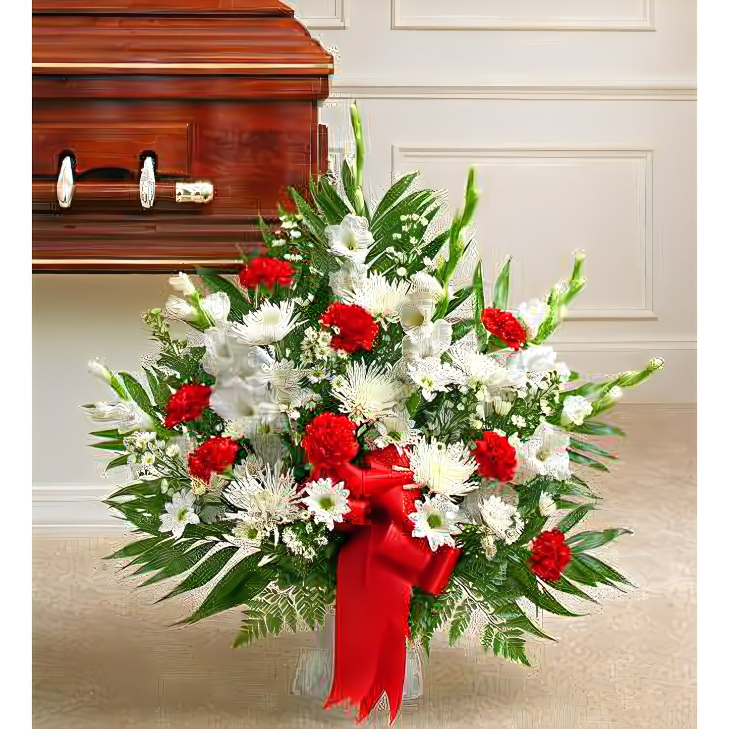 Tribute Red & White Floor Basket Arrangement - Floral_Arrangement - Flower Delivery NYC
